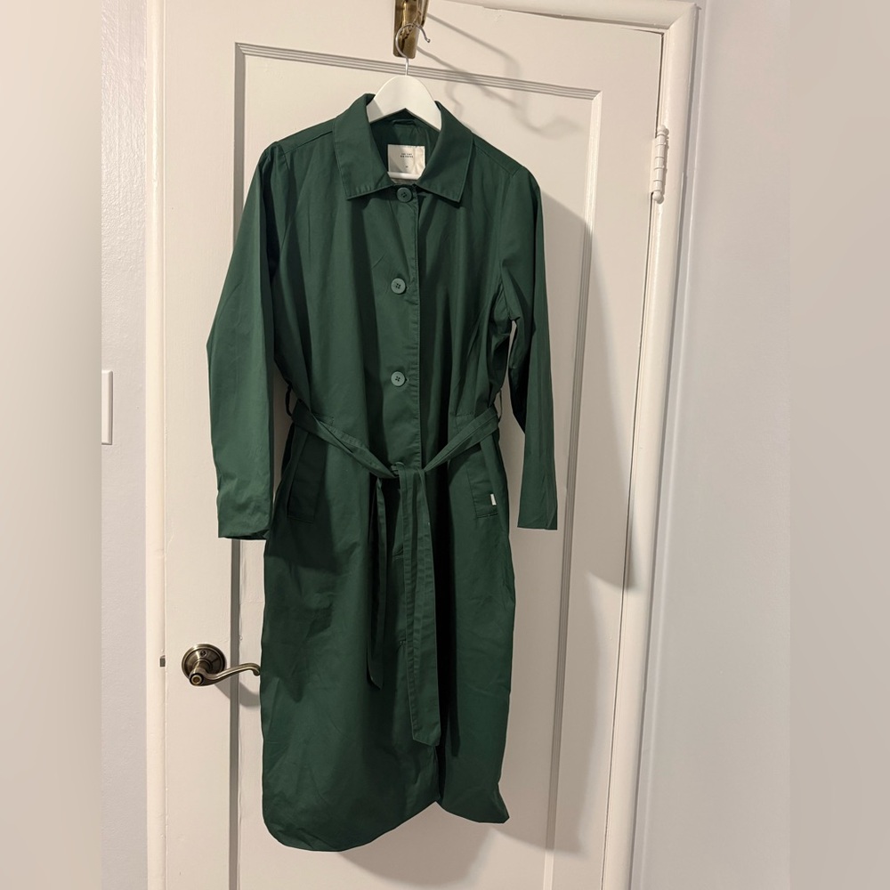 Forest Green Belted Trench Coat